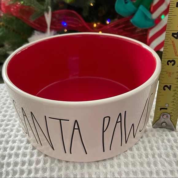 RAE DUNN ‘SANTA PAWS’ Pet Bowl. NWOT. 
Cream with Black LL, Red inside. - Picture 8 of 8